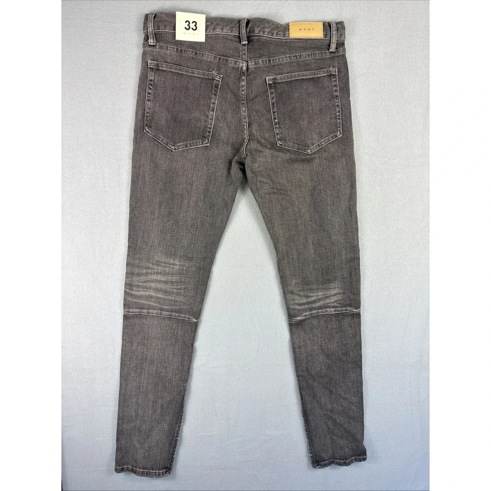 MNMl M56 Jeans Men's 33x34 Gray Slim Skinny Ankle Zipper Stretch Grunge Rock